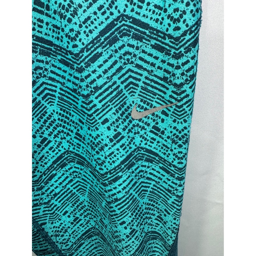 Nike Dri-FIT Running Leggings Womens Medium Teal Black Chevron Crop Tights - Picture 4 of 8